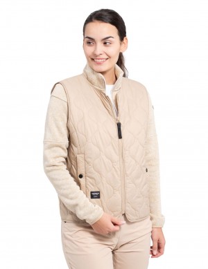 Beige Women Icepeak Adat Wadded Vest | USA-QEY798162