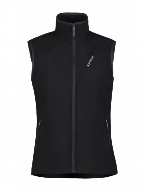 Black Women Icepeak Brush Vest | USA-VNM607493