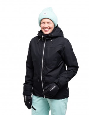 Black Women Icepeak Cathay Waterproof Insulated Ski Jacket | USA-VOF862745