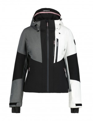 Black / White Women Icepeak Fithian Ski Jacket | USA-ZQU810936