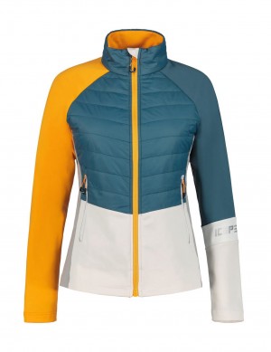 Blue / Yellow / White Women Icepeak Dixmoor Midlayer Jacket | USA-ZHD725980