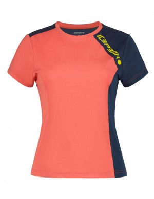 Coral / Navy Women Icepeak Demmer T-Shirt | USA-VSO746531