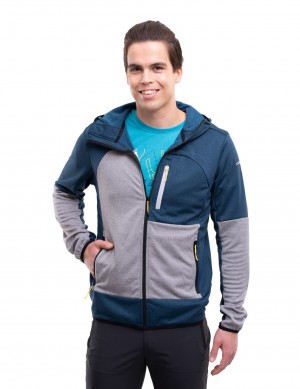 Dark Blue / Grey Men Icepeak Barnwell Warm Midlayer With Practical Pockets Jacket | USA-MFP389417