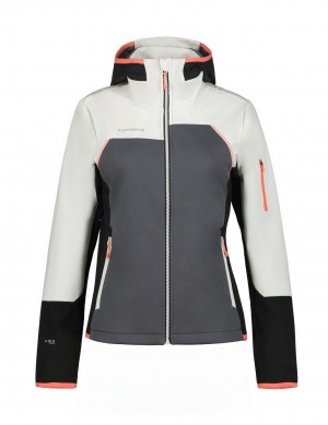 Dark Grey / White / Black Women Icepeak Braden Softshell Jacket | USA-GKY098146