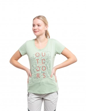 Light Green Women Icepeak Belcher Relaxed T-Shirt | USA-QTK640589