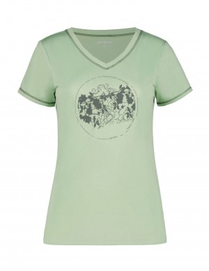 Light Green Women Icepeak Burnham T-Shirt | USA-OIM928075