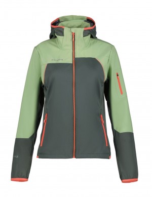 Olive Women Icepeak Braden Softshell Jacket | USA-MFR017942