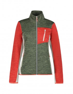 Olive / Red Women Icepeak Brandis Midlayer Jacket | USA-MOT614529