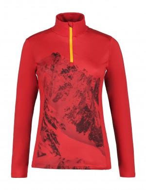 Red / Black Women Icepeak Fenton Shirts | USA-XGK713842