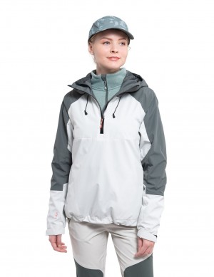 White / Grey Women Icepeak Bingen Anorak Jacket | USA-LON915280