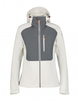 White / Grey Women Icepeak Burnet Softshell Jacket | USA-DZI230875