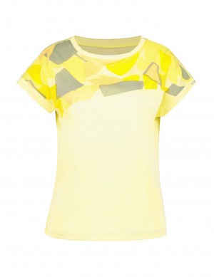 Yellow Women Icepeak Brownfield Technical Print T-Shirt | USA-FAQ298035