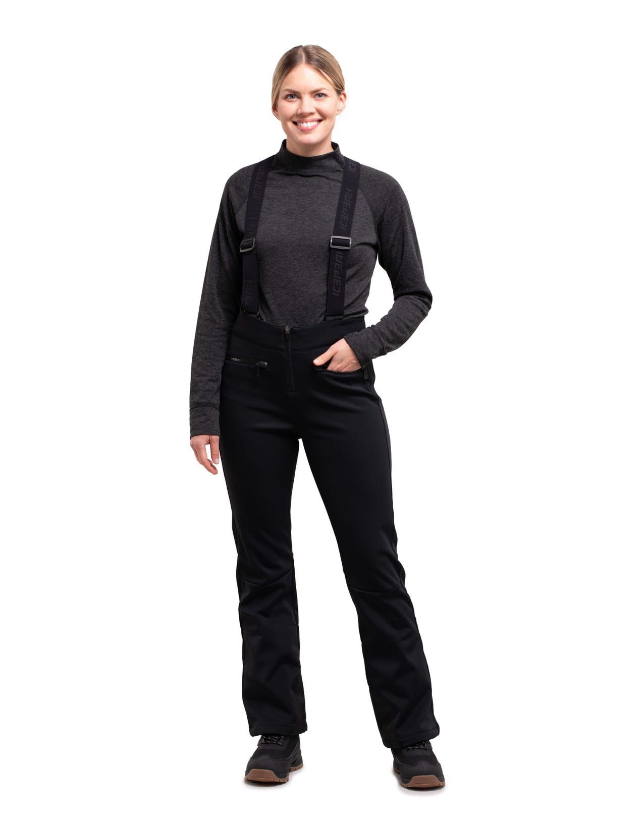 Black Women Icepeak Ellsworth Softshell Ski Pants | USA-NAQ730416