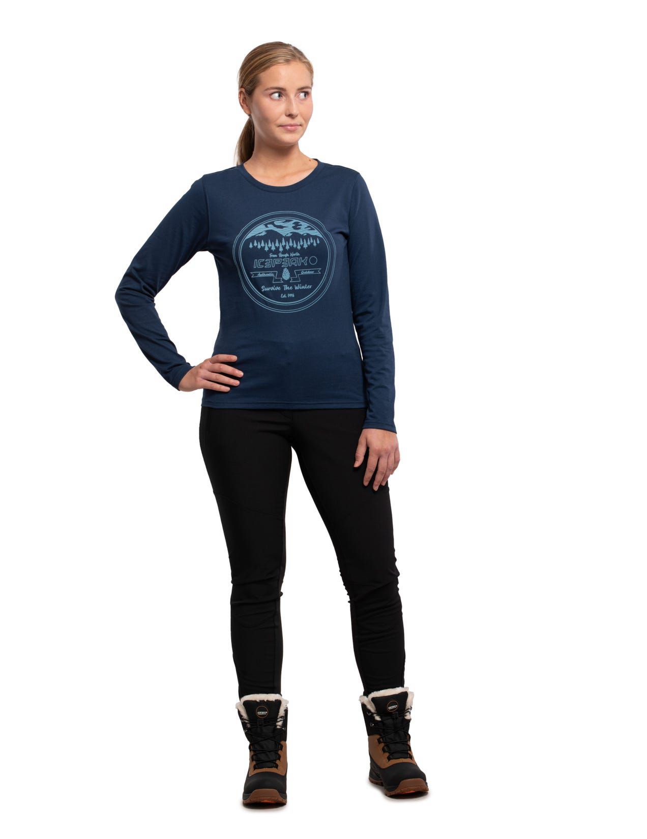 Dark Blue Women Icepeak Millsboro T-Shirt | USA-ARS964170