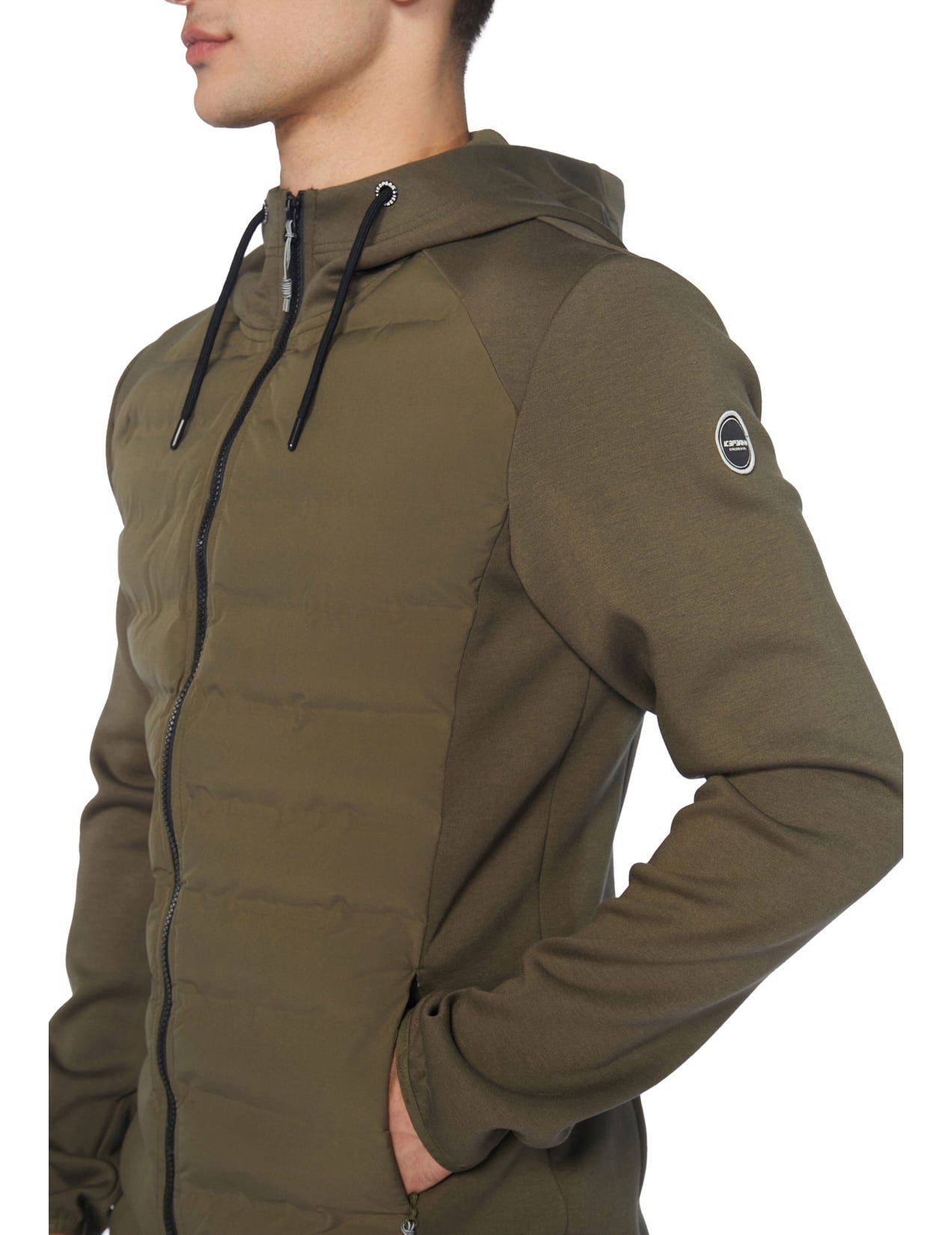 Dark Olive Men Icepeak Arzberg Hoodie With An Insulated Front Winter Jacket | USA-FQS240961