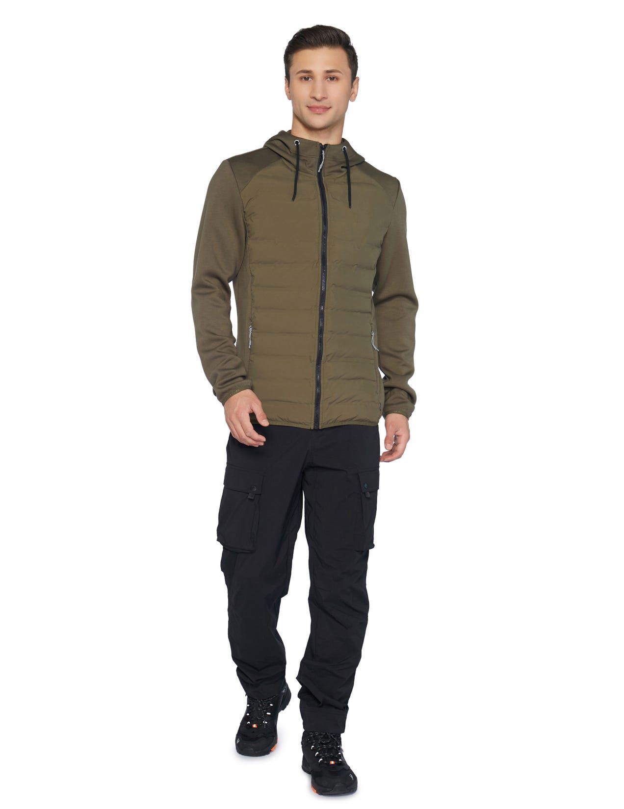 Dark Olive Men Icepeak Arzberg Hoodie With An Insulated Front Winter Jacket | USA-FQS240961