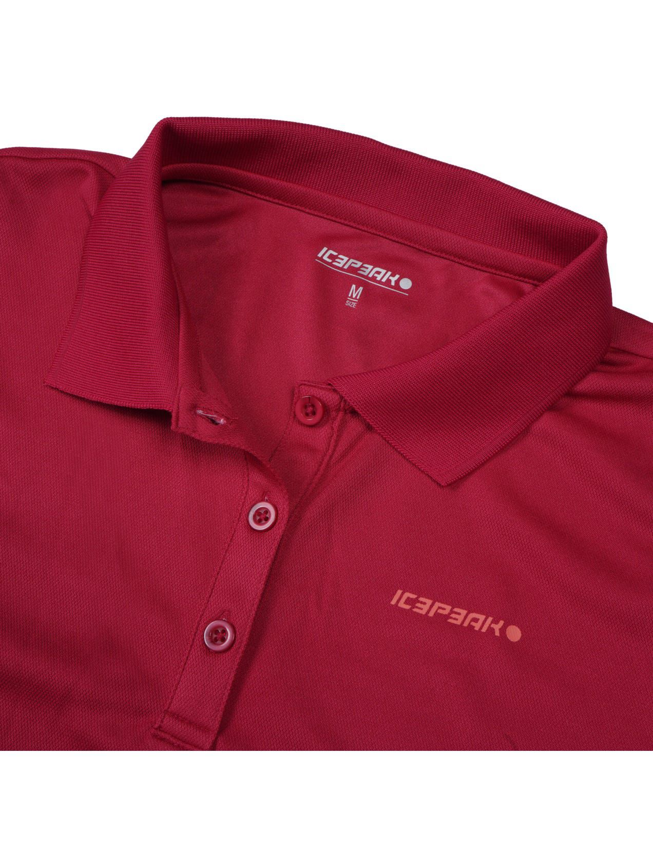 Red Women Icepeak Bayard Sporty Short-sleeved Polo Shirt | USA-AWN148570