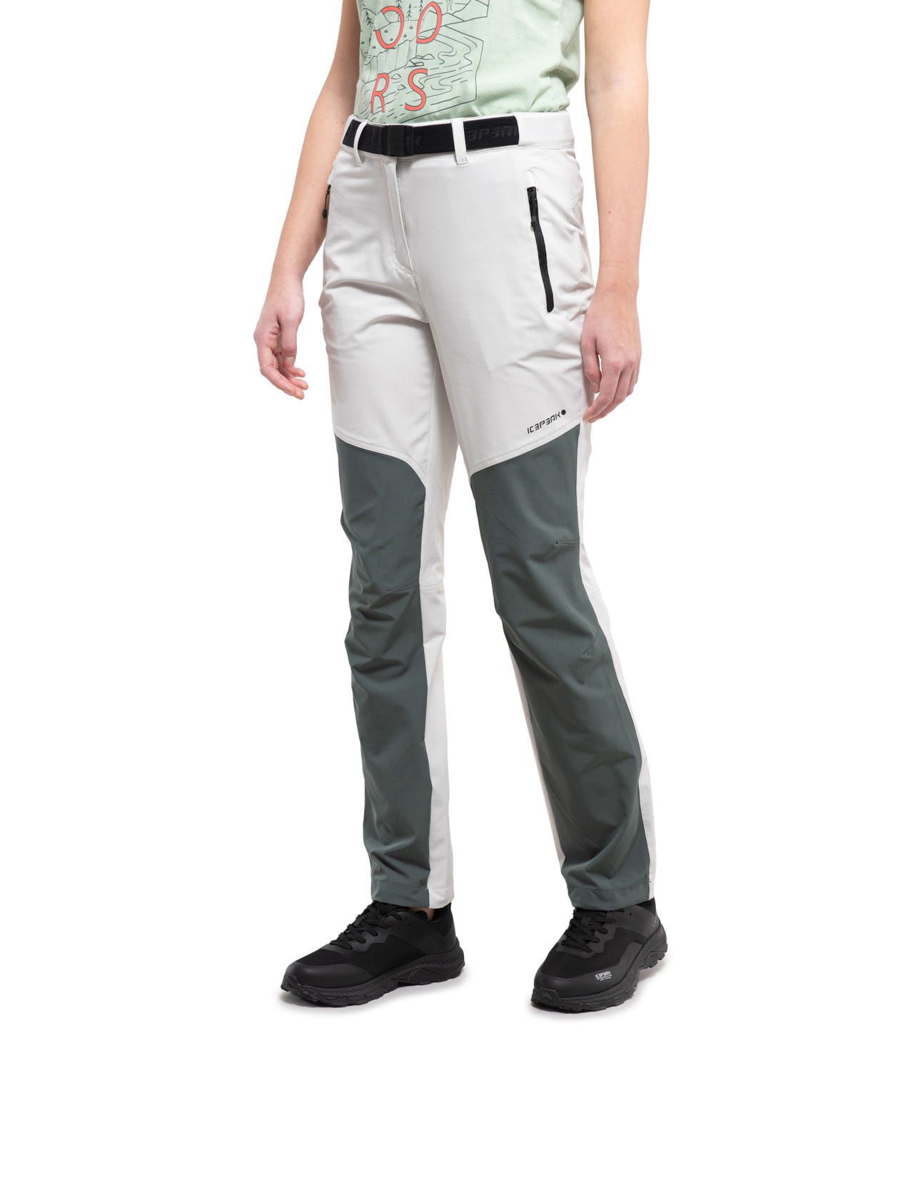 White / Olive Women Icepeak Bainville Pants | USA-HEI964508